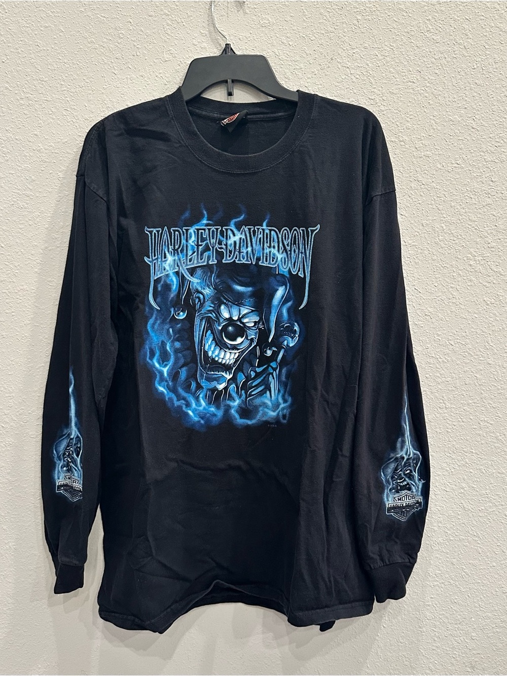 Harley-Davidson St Augustine Skull Long Sleeve Tee Y2K Vintage Joker Flames